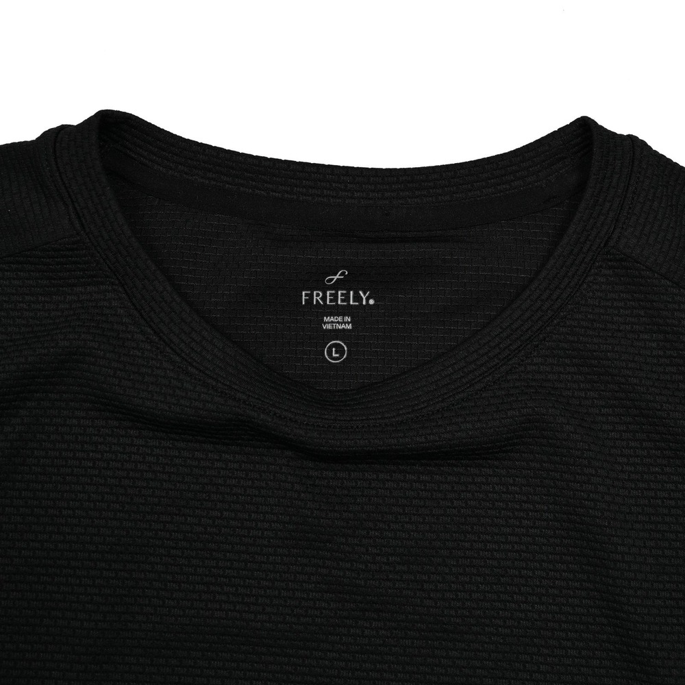 Freely Top Womens Large Waffle Performance Sweatshirt Nylon/Spandex Black L/S